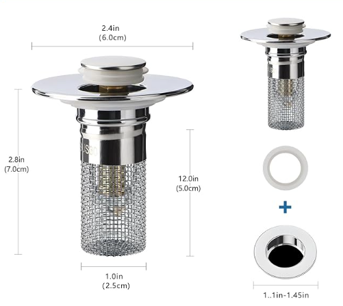 Sink Drain Strainer with Removable Stainless Steel Basket