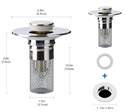 Sink Drain Strainer with Removable Stainless Steel Basket