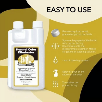 Kennel Odor Eliminator (Non-Enzymatic, Apricot & Fresh Scents for Tough Pet Odors)