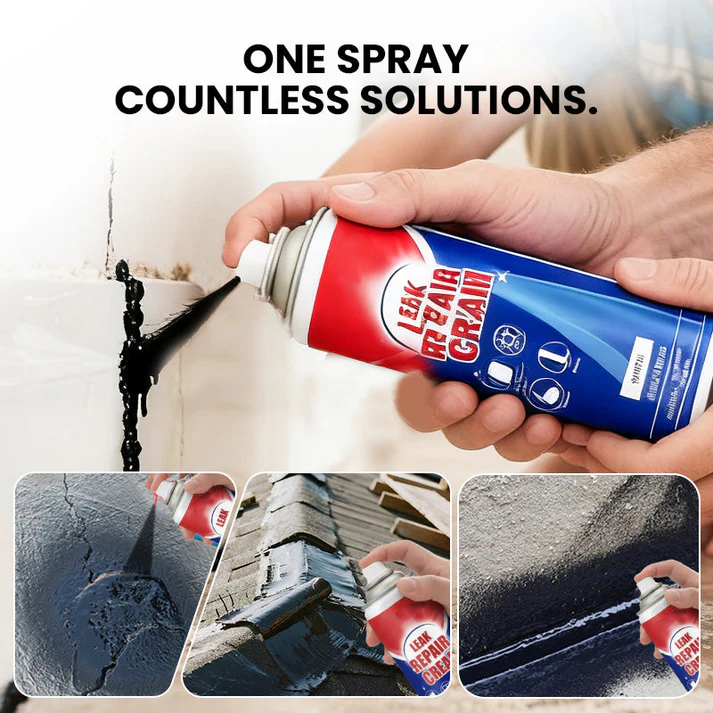 Instant Leak Repair Spray - Seals Cracks & Gaps in 5 Minutes, Waterproof & Flexible for Pipes/Roofs