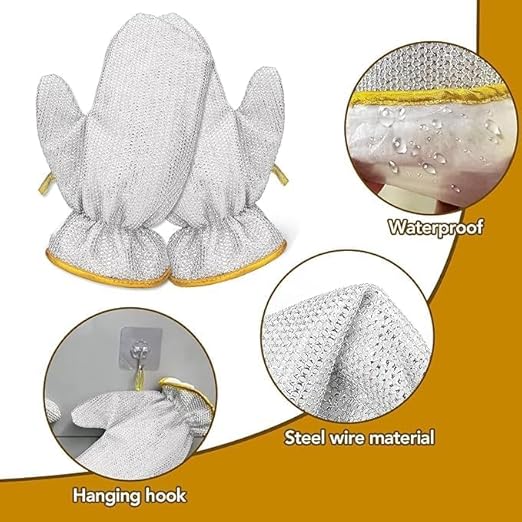 Wire Dishwashing Gloves（1 Pair）