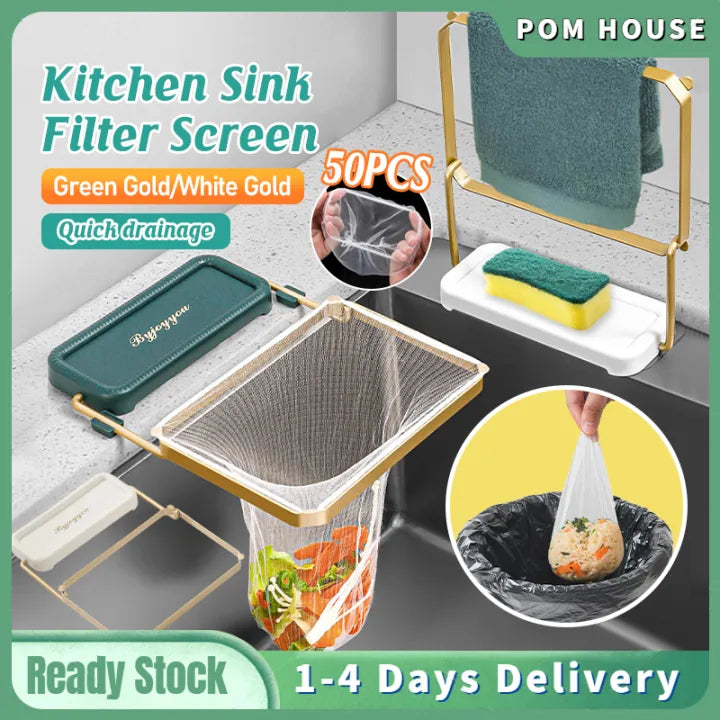 Foldable Sink Filter Storage Rack (50 Filter Nets Included)