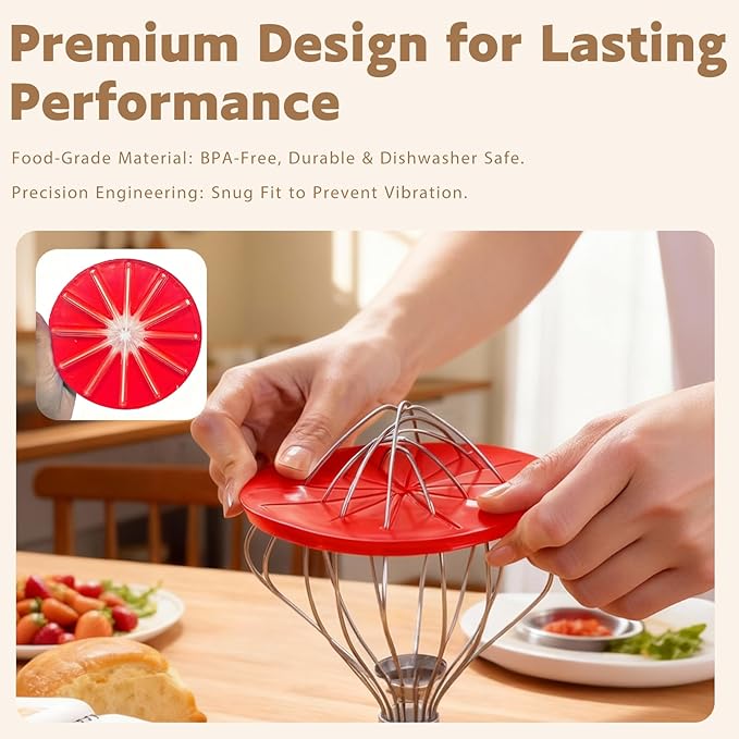 Whisk Cleaning Wiper Kitchen-Aids – Anti-Splatter Silicone Baffle for 6-Wire Whisks