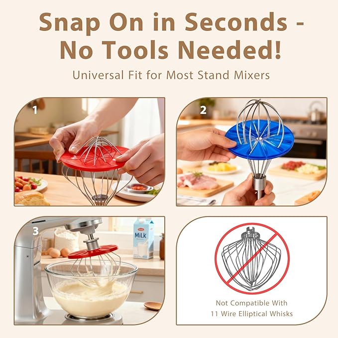 Whisk Cleaning Wiper Kitchen-Aids – Anti-Splatter Silicone Baffle for 6-Wire Whisks