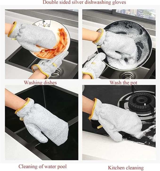 Wire Dishwashing Gloves（1 Pair）