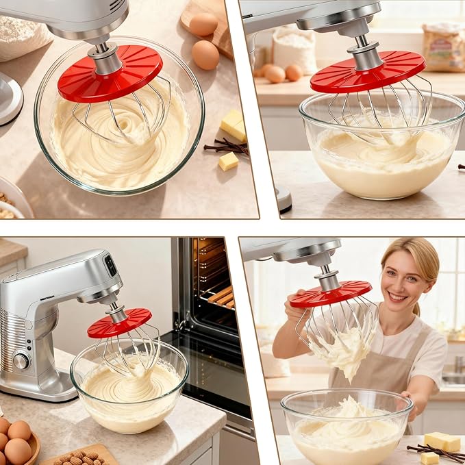 Whisk Cleaning Wiper Kitchen-Aids – Anti-Splatter Silicone Baffle for 6-Wire Whisks