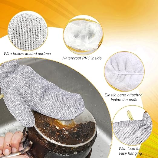 Wire Dishwashing Gloves（1 Pair）