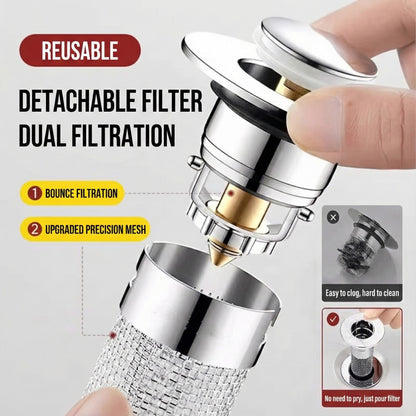 Sink Drain Strainer with Removable Stainless Steel Basket