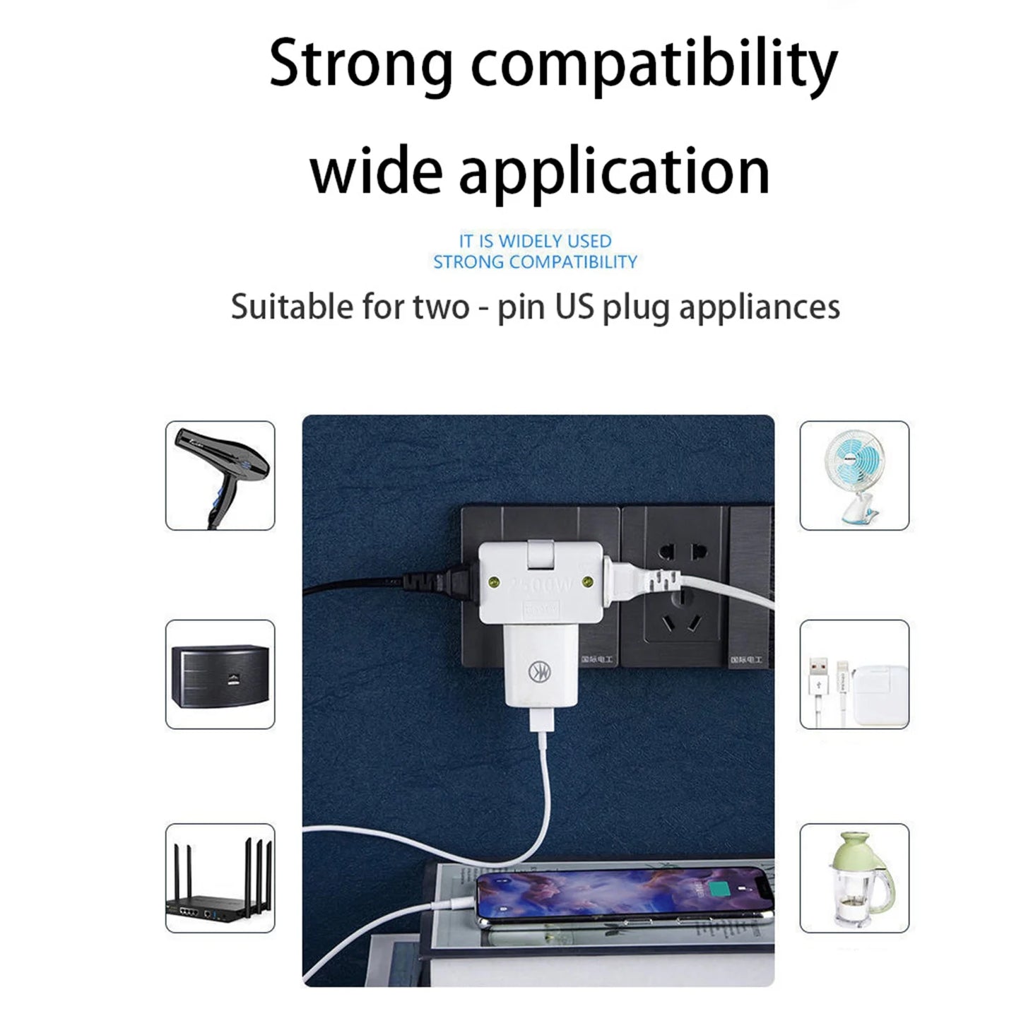 180° Rotating 3-Way Outlet Extender